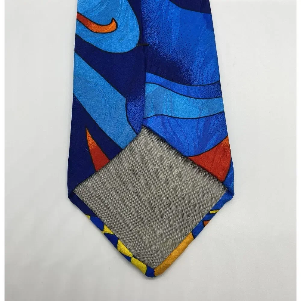 Rush Limbaugh No Boundaries Multicolor Silk Tie, Blue Orange Yellow Psychedelic